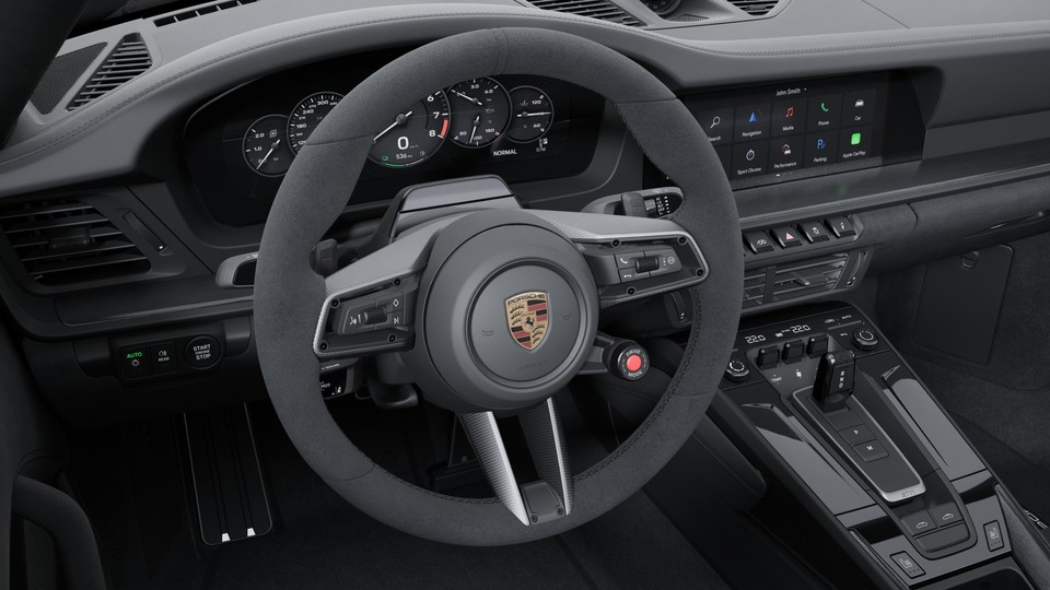 Heated GT sports steering wheel Race-Tex with steering wheel panel carbon matt