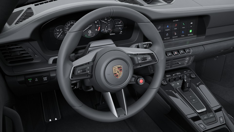 Heated GT sports steering wheel leather with steering wheel panel carbon matt