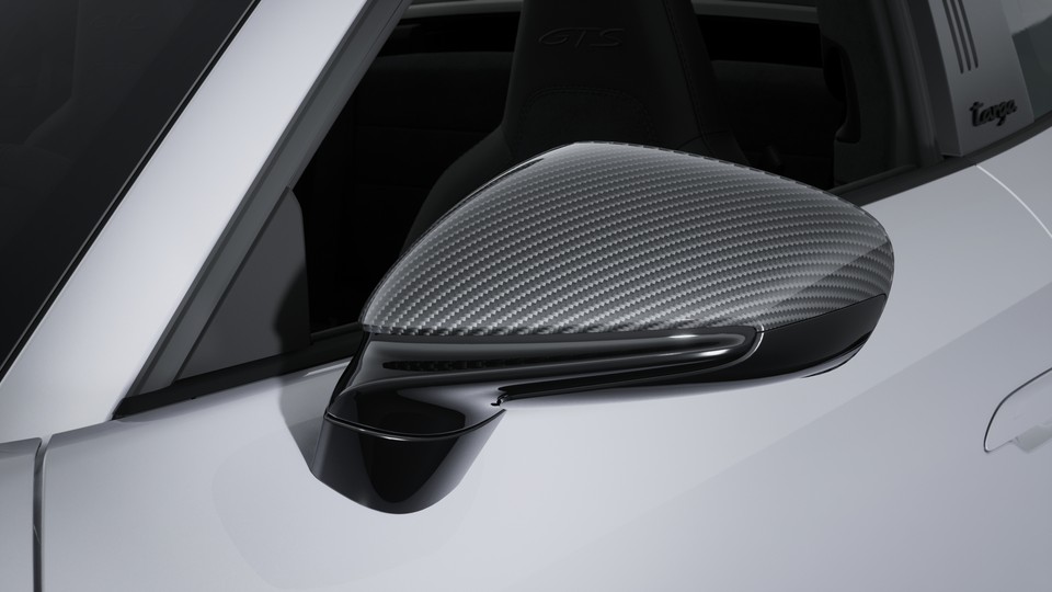 Exterior mirror upper trims carbon including lower trims and mirror bases painted in Black (high-gloss)