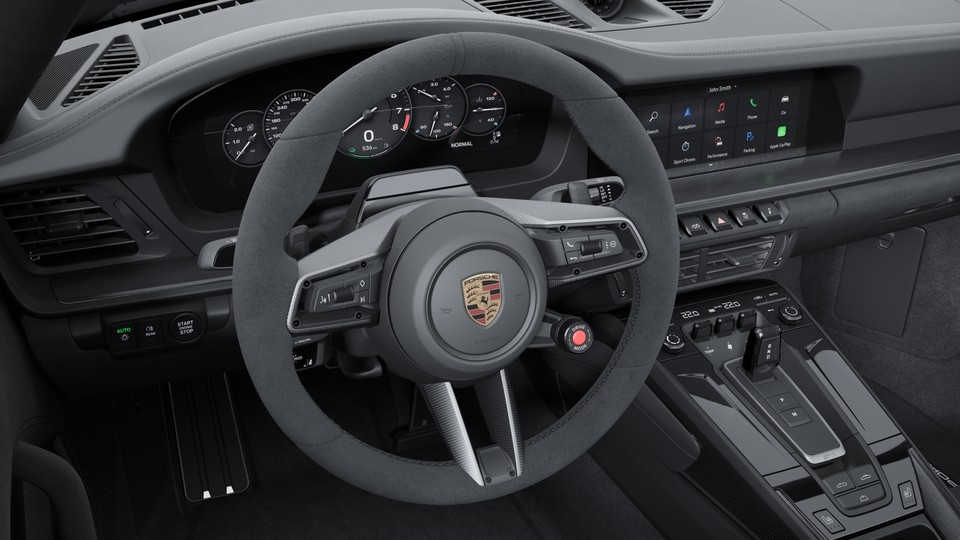 带哑光碳纤维饰板的 Race-Tex 面料加热式 GT 运动型方向盘