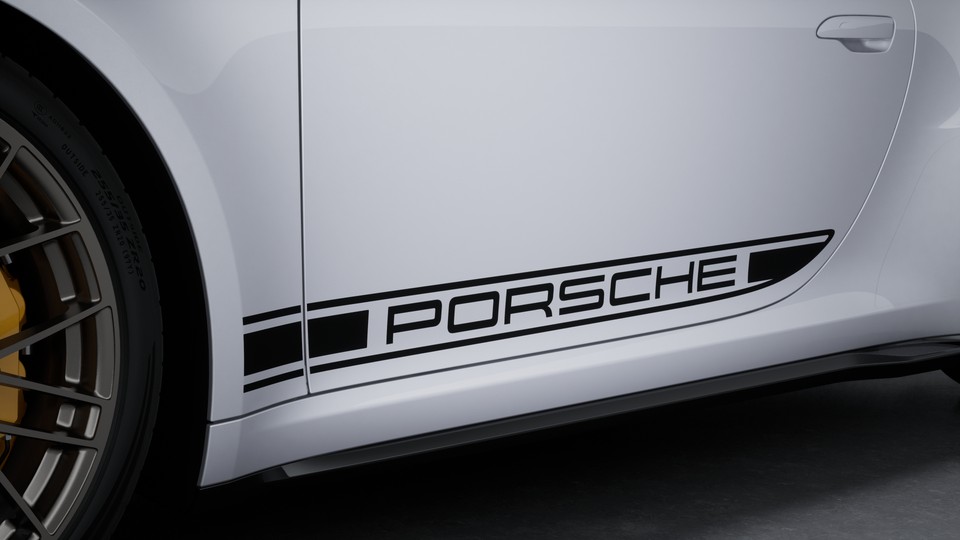 Decorative side logo 'PORSCHE' black