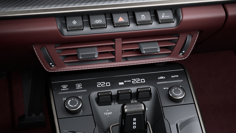 Slats leather and air vents leather with coloured decorative stitching