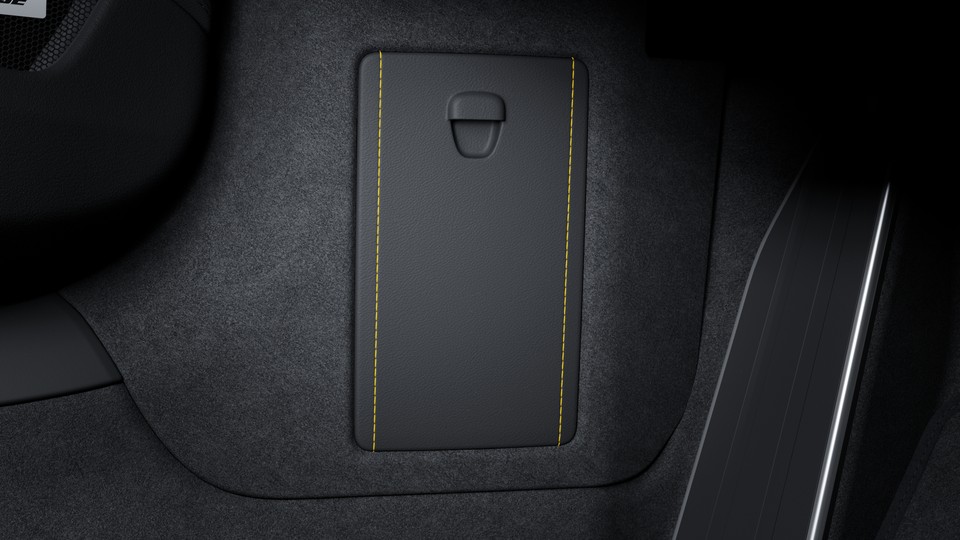 Fuse box cover leather with coloured decorative stitching