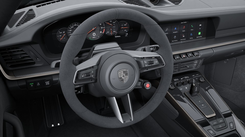 Heated GT sports steering wheel Race-Tex with steering wheel panel carbon matt