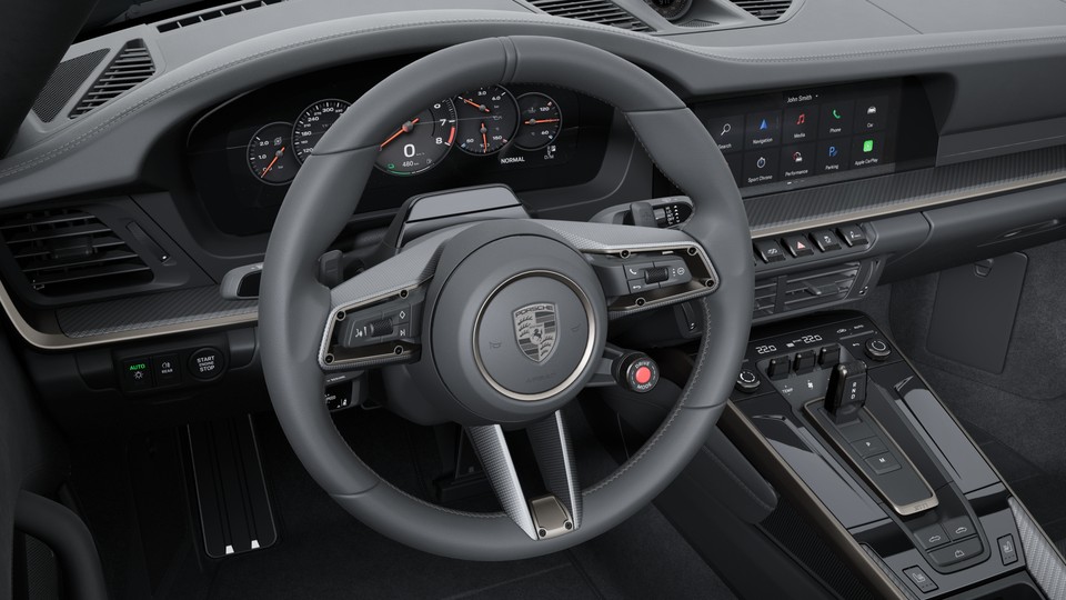 Heated GT sports steering wheel leather with steering wheel panel carbon matt (i.c.w. Interior Package Turbonite)