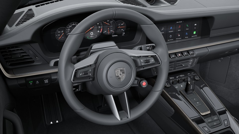 Heated GT sports steering wheel leather with steering wheel panel carbon matt