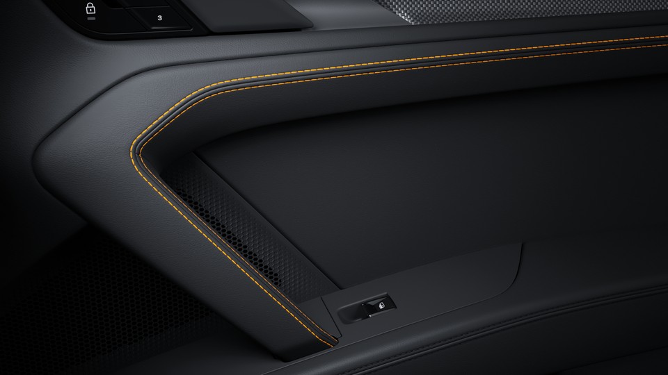 Extended Trim Package with grab handles leather with coloured decorative stitching