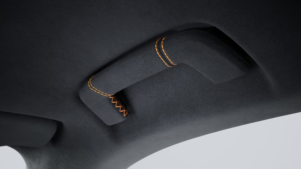 Roof lining grab handles Race-Tex with coloured decorative stitching