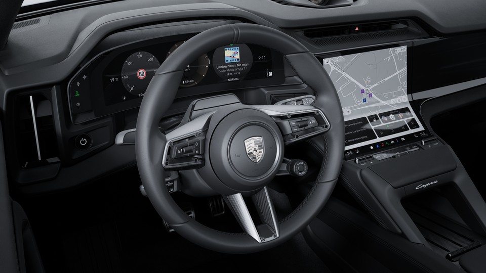 Heated GT Sports steering wheel leather with inlay in carbon matt